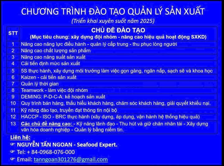 Chương trình đào tạo Quản lí sản xuất